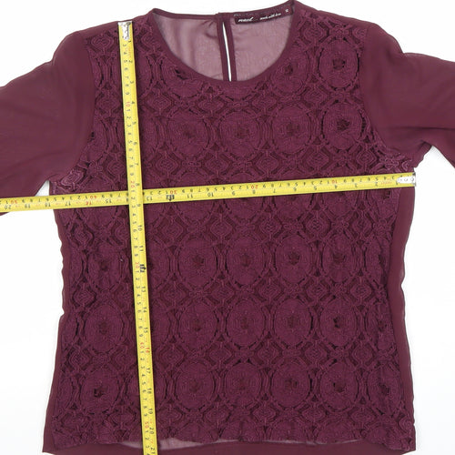 Next Women Purple Lace Long Sleeve Petite Blouse Size 12