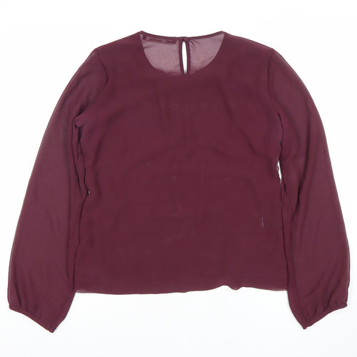 Next Women Purple Lace Long Sleeve Petite Blouse Size 12