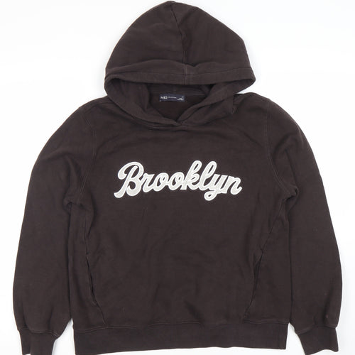 Marks and Spencer Womens Black XS Pullover Hoodie Brooklyn Logo