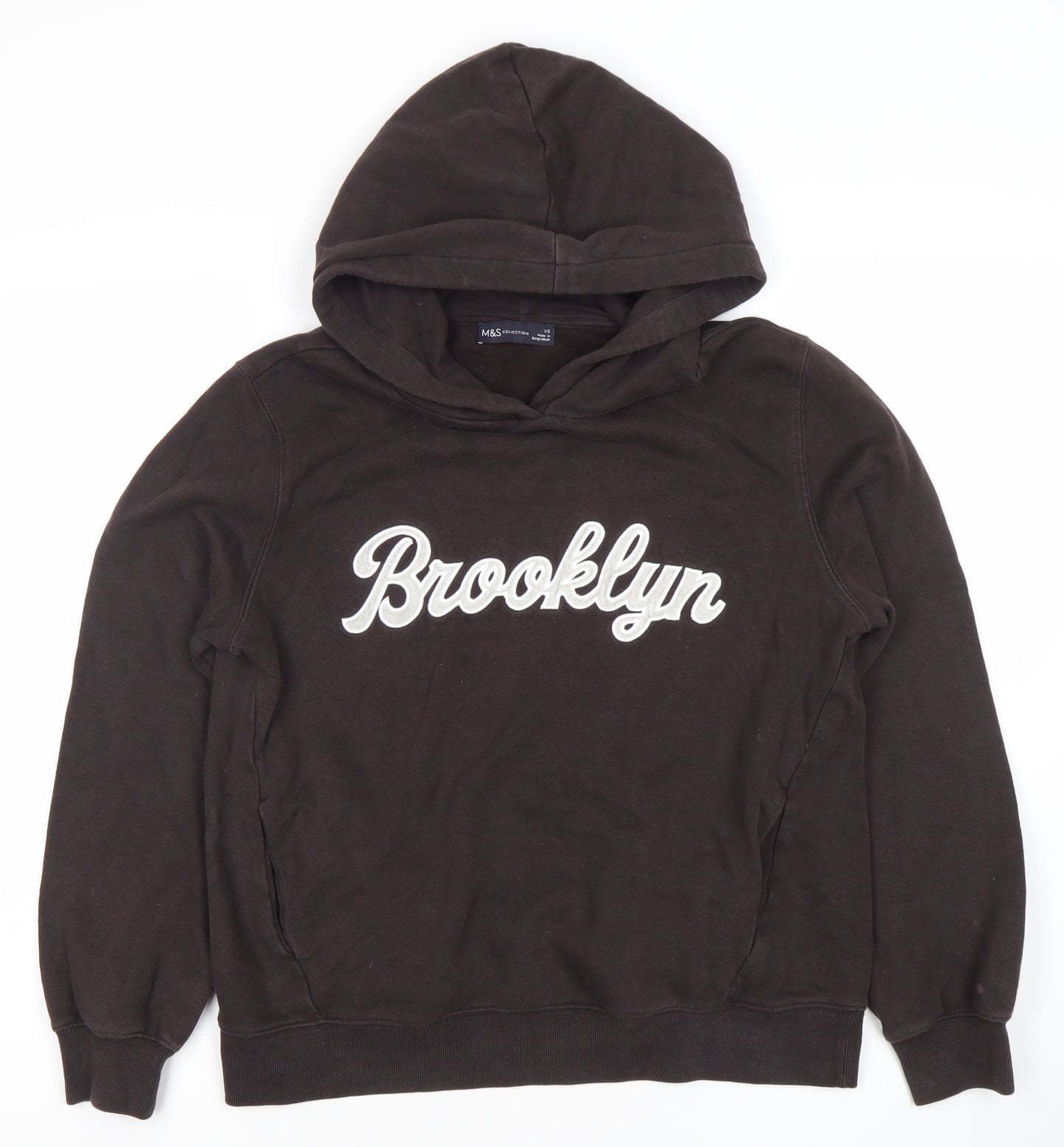 Marks and Spencer Womens Black XS Pullover Hoodie Brooklyn Logo
