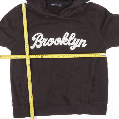 Marks and Spencer Womens Black XS Pullover Hoodie Brooklyn Logo