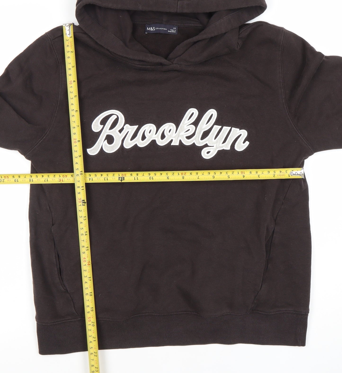 Marks and Spencer Womens Black XS Pullover Hoodie Brooklyn Logo