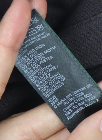 Marks and Spencer Womens Black XS Pullover Hoodie Brooklyn Logo