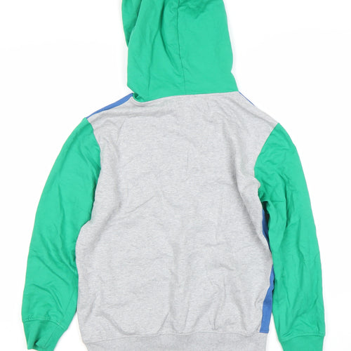 Benetton Boys Blue Green Grey Pullover Hoodie 10-11 Years Logo Casual