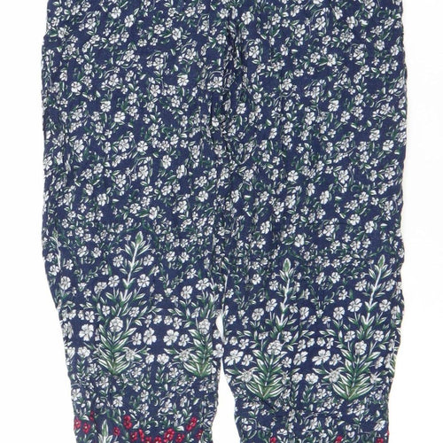 Topshop Womens Blue Floral Harem Trousers Size 8 Viscose Lightweight