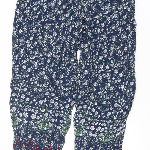 Topshop Womens Blue Floral Harem Trousers Size 8 Viscose Lightweight