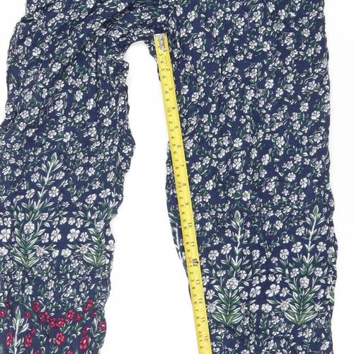 Topshop Womens Blue Floral Harem Trousers Size 8 Viscose Lightweight
