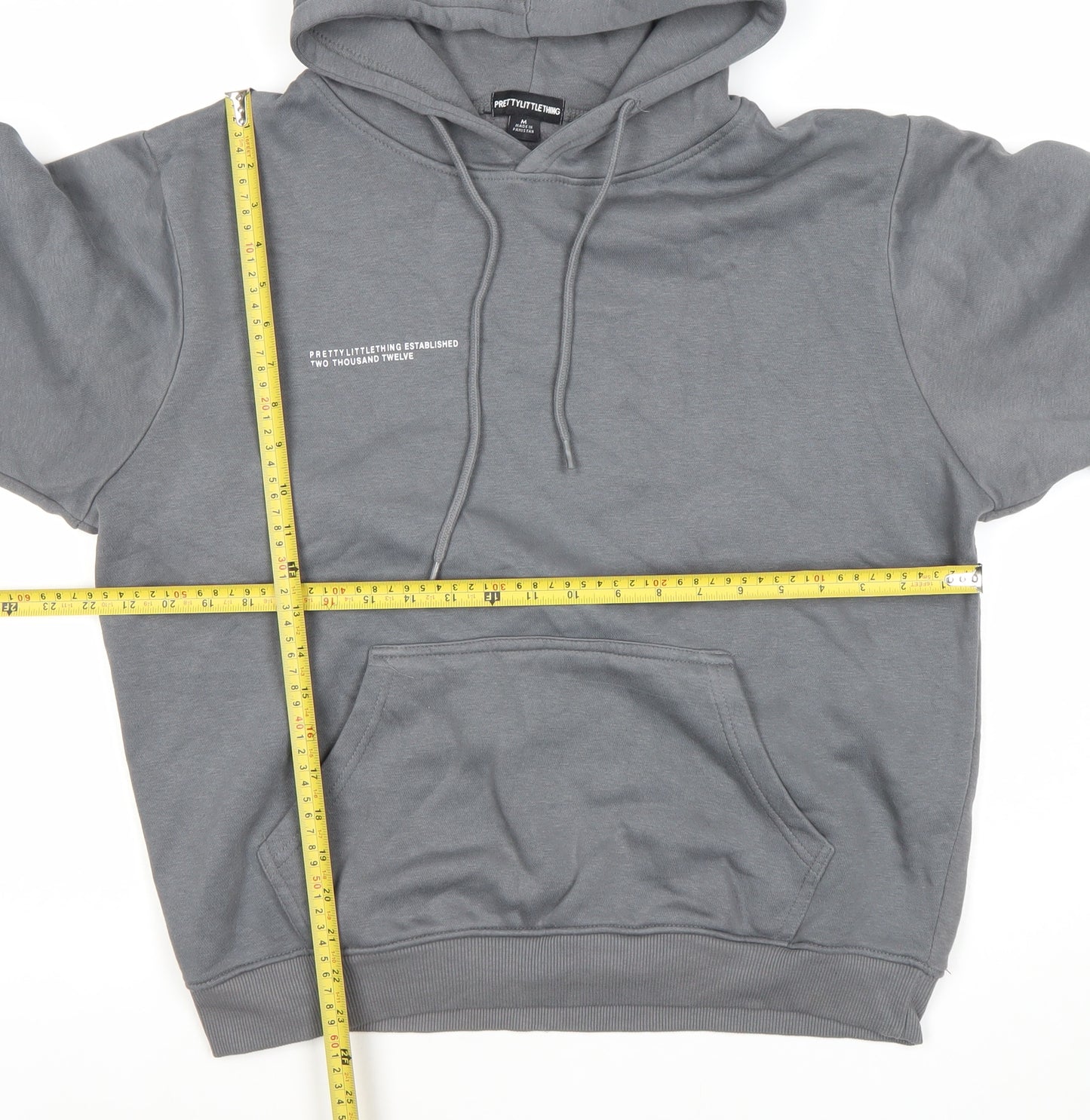 PrettyLittleThing Women’s Grey Pullover Hoodie Size M Relaxed Fit