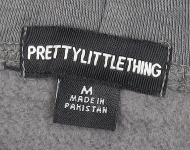 PrettyLittleThing Women’s Grey Pullover Hoodie Size M Relaxed Fit