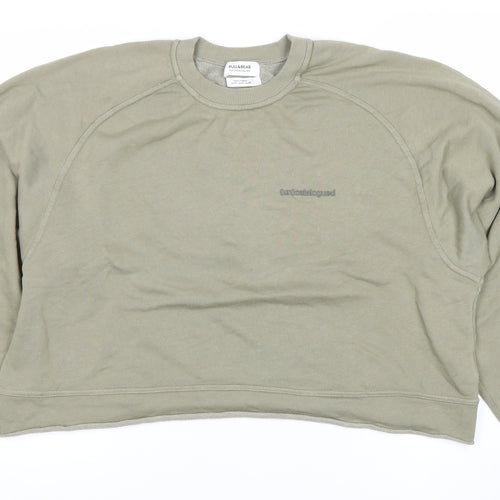 Pull&Bear Women’s Green Sweatshirt M Cotton Blend Casual Crew Neck
