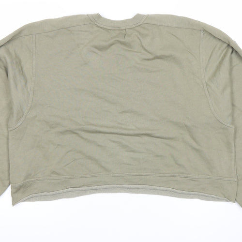 Pull&Bear Women’s Green Sweatshirt M Cotton Blend Casual Crew Neck