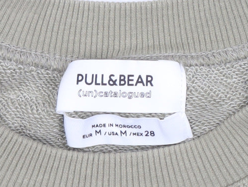 Pull&Bear Women’s Green Sweatshirt M Cotton Blend Casual Crew Neck