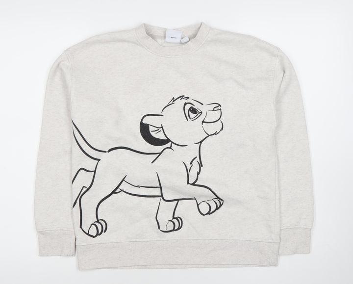 Disney Women Beige XS Pullover Sweatshirt Lion King Simba Graphic