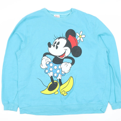 Disney Women Blue Minnie Mouse XXL Sweatshirt Crew Neck Pullover
