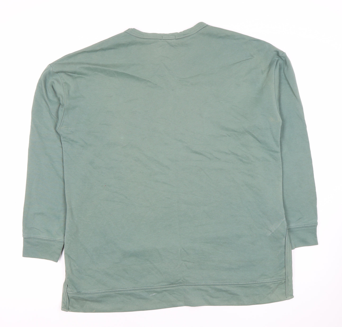 APEIYU Women’s Green Long Sleeve Cotton Blend Basic T-Shirt M