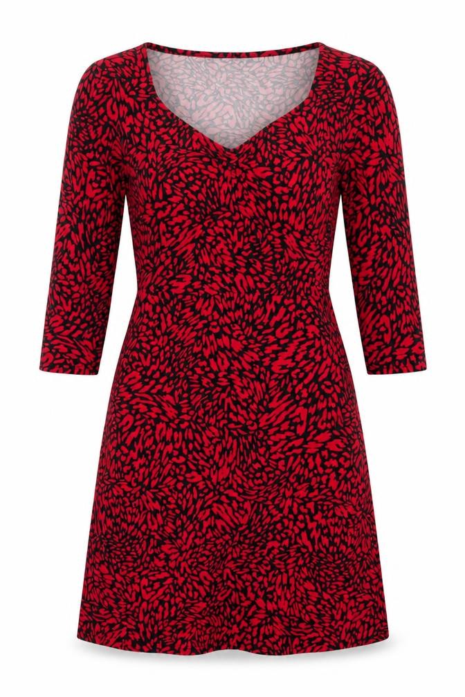 Dorothy Perkins Women Red Animal Print Bodycon Dress Size 12 Long Sleeve