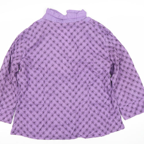 Debenhams Women’s Purple Floral Button-Up Blouse Size 18 Cotton
