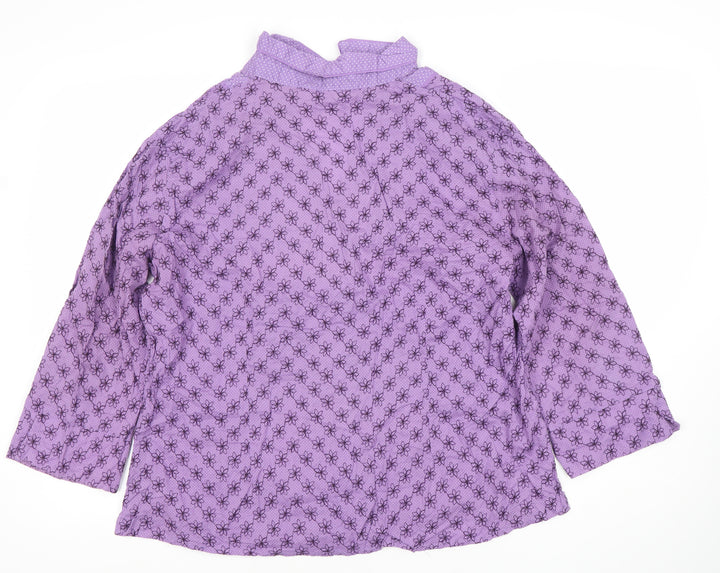 Debenhams Women’s Purple Floral Button-Up Blouse Size 18 Cotton