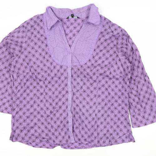 Debenhams Women’s Purple Floral Button-Up Blouse Size 18 Cotton