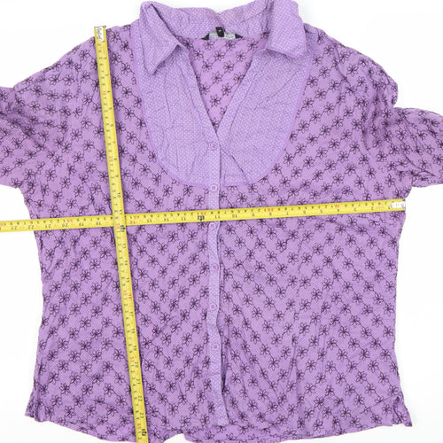 Debenhams Women’s Purple Floral Button-Up Blouse Size 18 Cotton