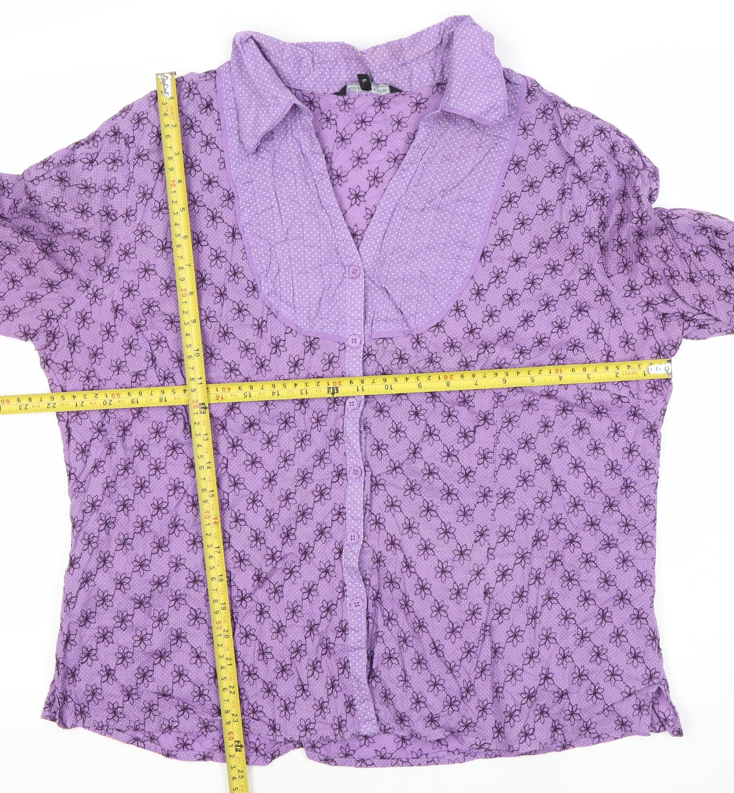 Debenhams Women’s Purple Floral Button-Up Blouse Size 18 Cotton
