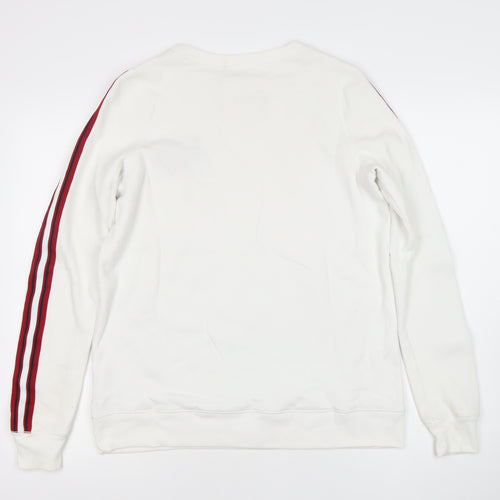 Hollister Men's White Sweatshirt S Pullover Crew Neck Rose Embroidered