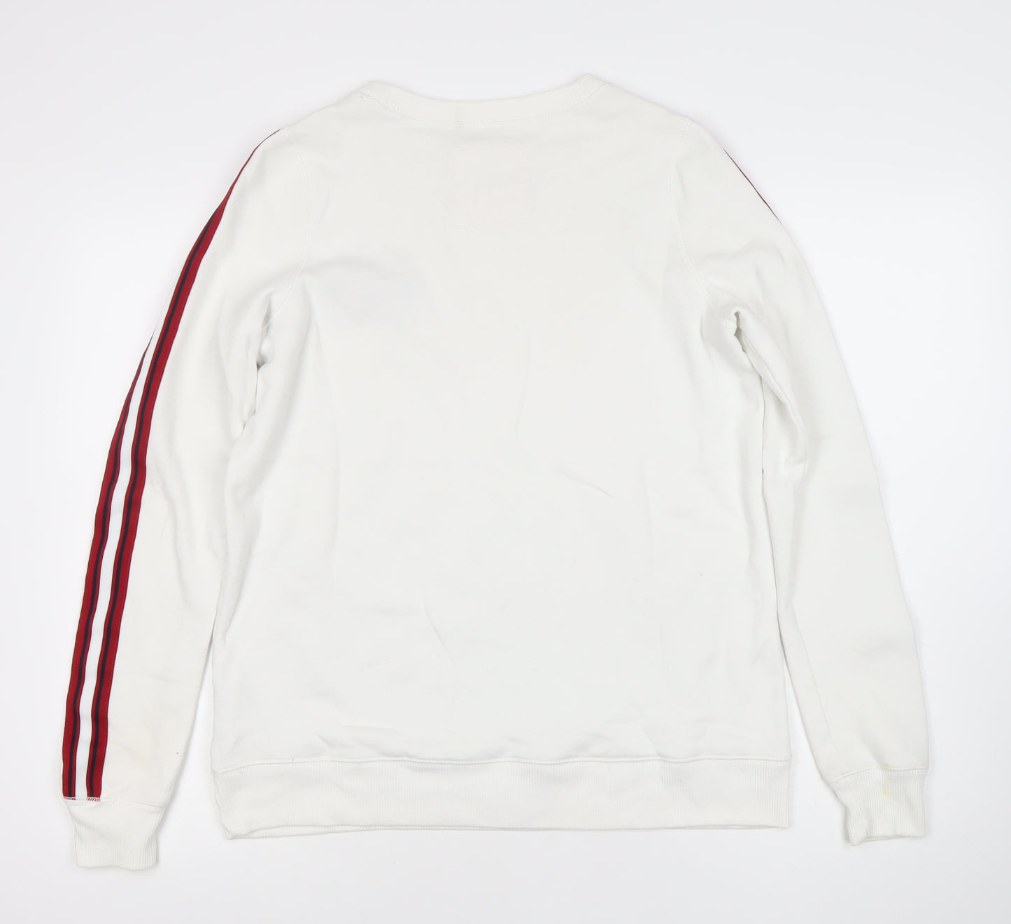 Hollister Men's White Sweatshirt S Pullover Crew Neck Rose Embroidered