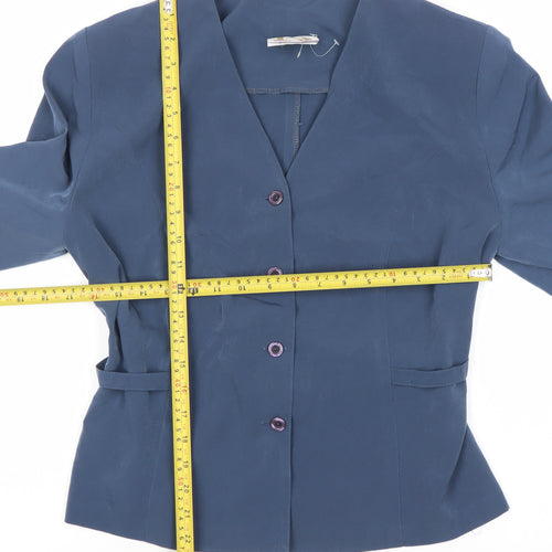 Riddella Womens Blue Polyester Blouse Size 14 V-Neck Button Up