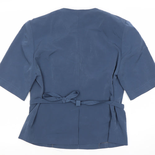 Riddella Womens Blue Polyester Blouse Size 14 V-Neck Button Up
