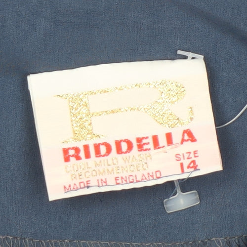 Riddella Womens Blue Polyester Blouse Size 14 V-Neck Button Up