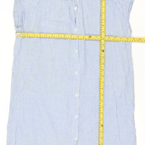Look Women’s Blue Striped Shirt Dress Size 12 Cotton Casual