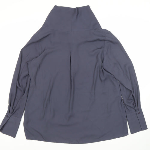 Jaeger Women’s Grey High Neck Long Sleeve Viscose Blouse Size 14