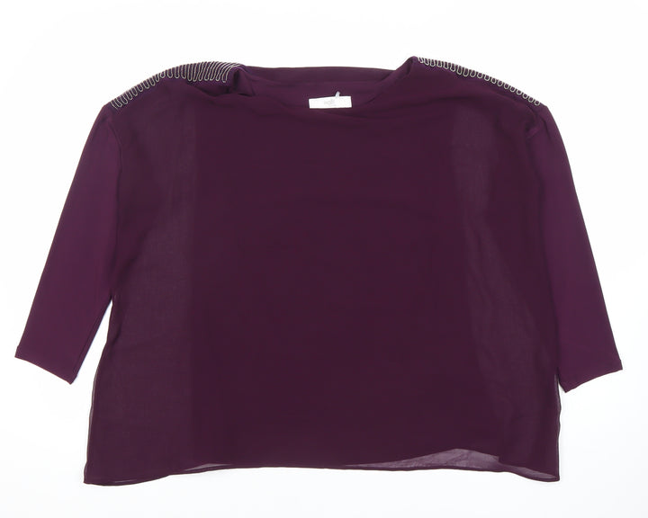 Wallis Women’s Purple Petite Tunic Blouse UK S Long Sleeve