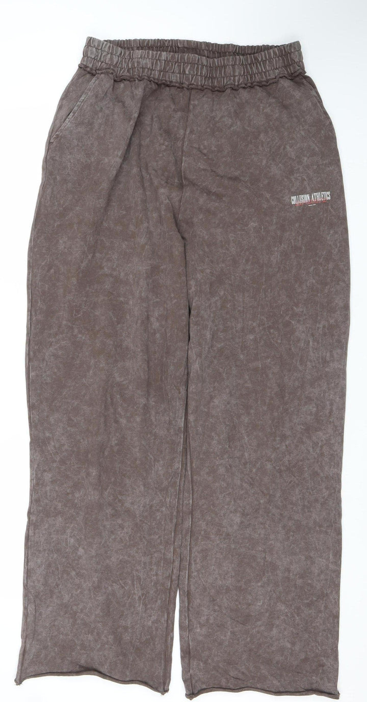 Collusion Womens Brown L Sweatpants Cotton Elastic Waist
