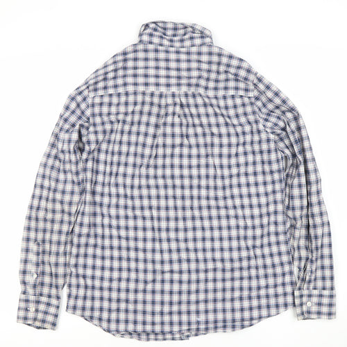 Lands' End Boys Blue Checked Cotton Long Sleeve Button-Down Shirt 12-14Y
