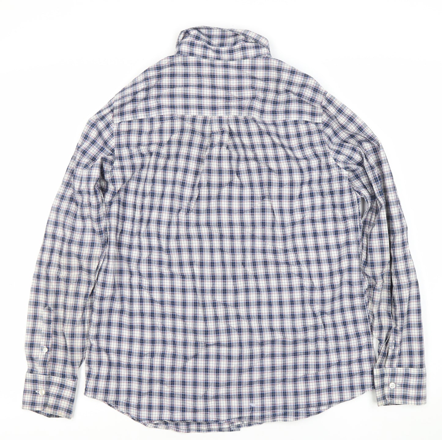Lands' End Boys Blue Checked Cotton Long Sleeve Button-Down Shirt 12-14Y