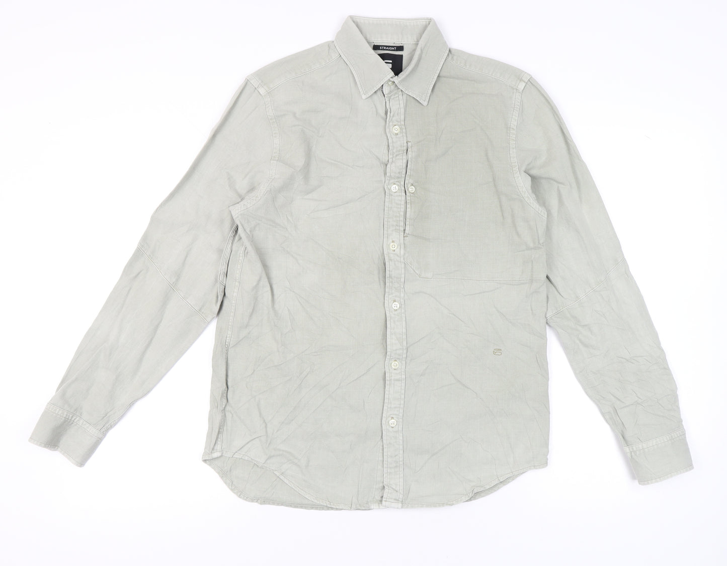 G-Star Raw Men's Grey Small Button-Up Shirt Long Sleeve Classic Fit
