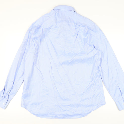 Marks and Spencer Men’s Blue Cotton Herringbone Tailored Fit Dress Shirt 17”
