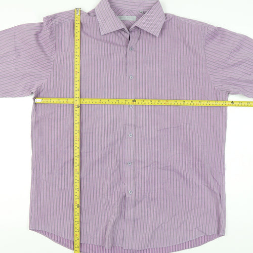 Jack Reid Men’s Purple Striped Long Sleeve Button-Up Shirt 17/43