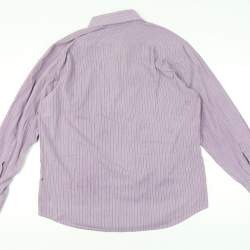 Jack Reid Men’s Purple Striped Long Sleeve Button-Up Shirt 17/43