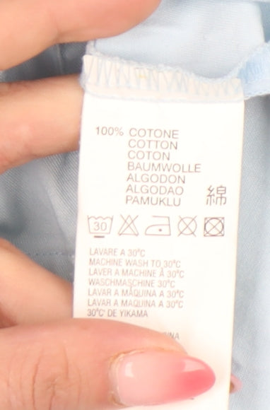 Diesel Mens Blue Size L Short Sleeve Cotton Button-Up Shirt