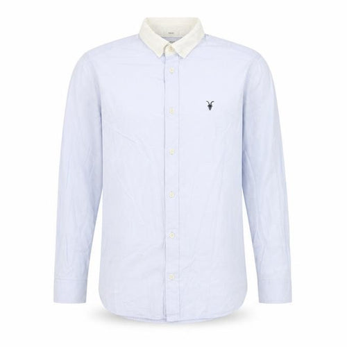 AllSaints Men’s Blue Slim Fit Long Sleeve Button-Up Shirt S