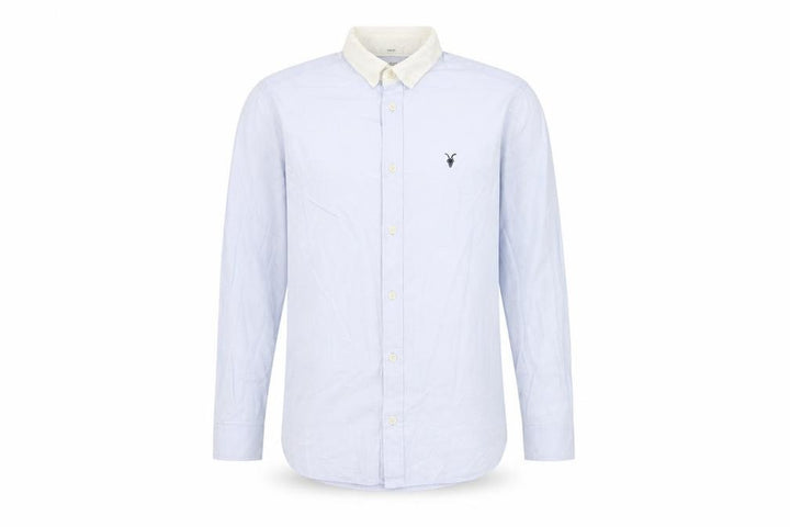 AllSaints Men’s Blue Slim Fit Long Sleeve Button-Up Shirt S