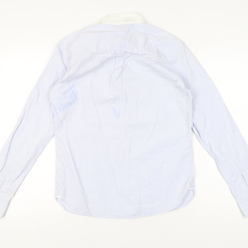 AllSaints Men’s Blue Slim Fit Long Sleeve Button-Up Shirt S