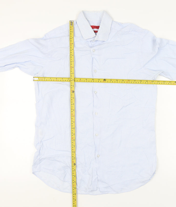 Hugo Boss Men's Blue 16 Regular Fit Egyptian Cotton Long Sleeve Shirt