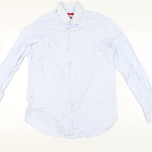 Hugo Boss Men's Blue 16 Regular Fit Egyptian Cotton Long Sleeve Shirt