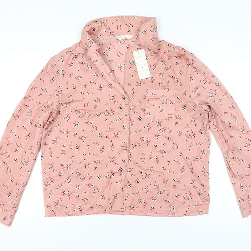 Marks and Spencer Women Pink Floral Pyjama Top Shirt Size 14