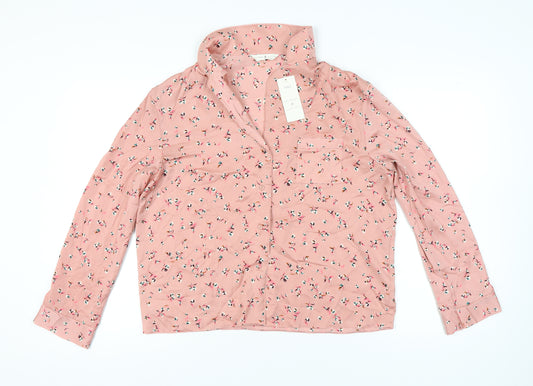 Marks and Spencer Women Pink Floral Pyjama Top Shirt Size 14