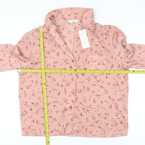Marks and Spencer Women Pink Floral Pyjama Top Shirt Size 14
