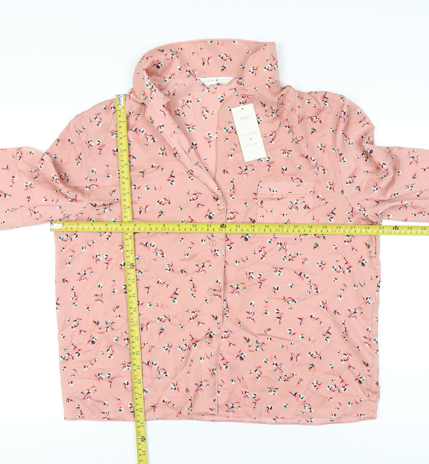 Marks and Spencer Women Pink Floral Pyjama Top Shirt Size 14